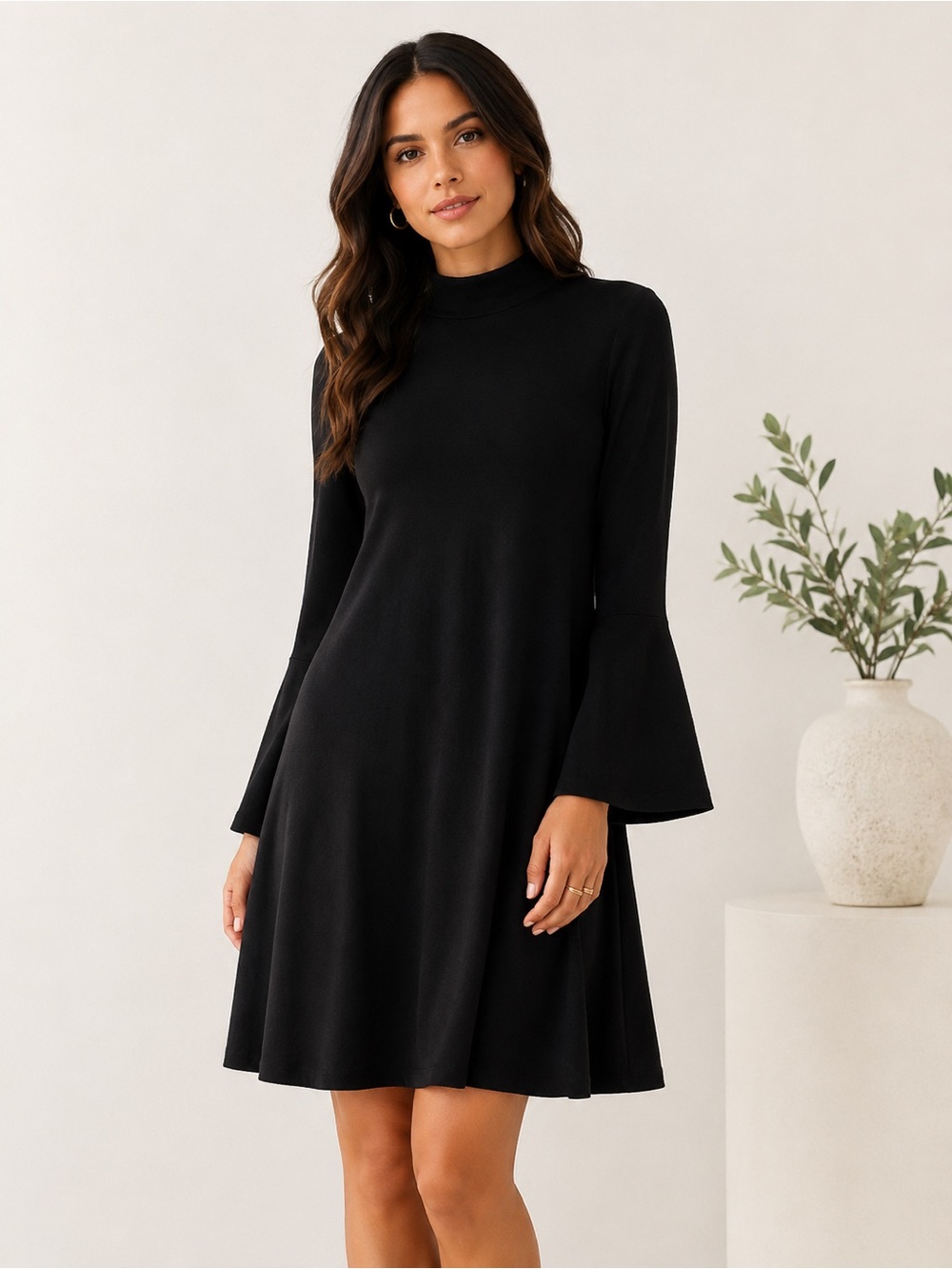 Rebel Sugar - Black Bell-Sleeve Dress